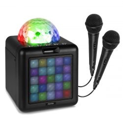 KARAOKE SPEAKER MET 2 MICROFOONS ZWART