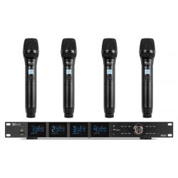 DRAADLOZE UHF MICROFOON SET MET 4 X HANDHELD MICROFOONS