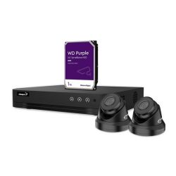 BEWAKINGS SYSTEEM POE RECORDER 2 X 2.0MP CAMERA'S 1 X HD 1TBVOEDING EN KABELS ZWART