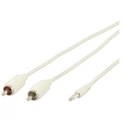 3.5MM STEREO JACK MALE-2 X TULP MALE 1M WIT