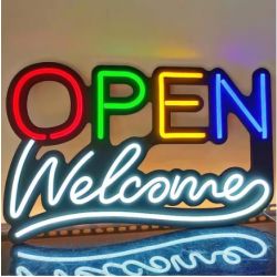 LED OPEN/WELCOME BORD MULTI COLOR 560X360MM (NEON LOOK)